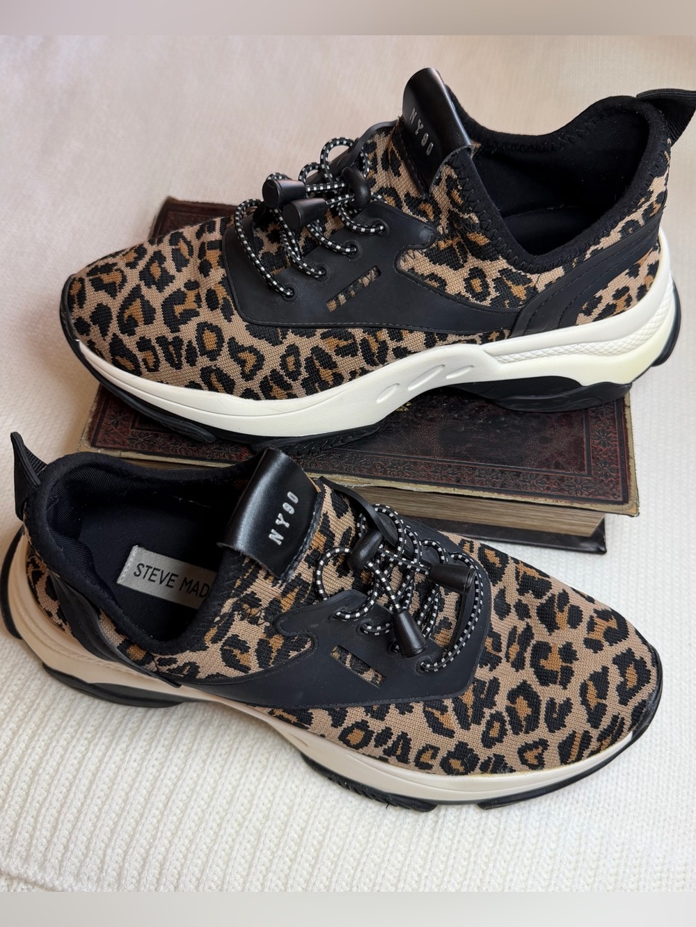 Steve Madden Myles NY90 Leopard Print Chunky Sneakers - Black/Tan Women’s Size 7